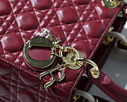 Dior Lady Wine Red Handbag With Gold Hardware 24CM - 5