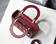 Dior Lady Wine Red Handbag With Gold Hardware 24CM - 4