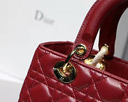 Dior Lady Wine Red Handbag With Gold Hardware 24CM - 3