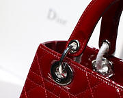 Dior Lady Wine Red Handbag With Silver Hardware 24CM - 2