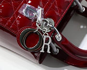 Dior Lady Wine Red Handbag With Silver Hardware 24CM - 3