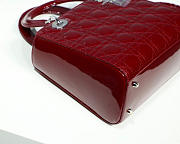 Dior Lady Wine Red Handbag With Silver Hardware 24CM - 4
