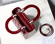Dior Lady Wine Red Handbag With Silver Hardware 24CM - 5
