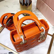 Dior Lady Dior Leather Orange Handbag 20CM - 6