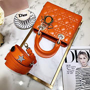 Dior Lady Dior Leather Orange Handbag 20CM - 5