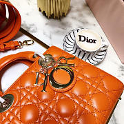 Dior Lady Dior Leather Orange Handbag 20CM - 4