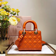 Dior Lady Dior Leather Orange Handbag 20CM - 3