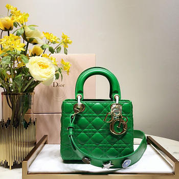 Dior Lady Dior Leather Green Handbag 20CM