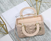 Dior Lady Light Pink Handbag With Gold Hardware 24CM - 2