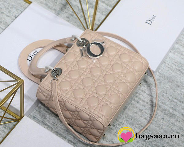 Dior Lady Light Pink Handbag With Silver Hardware 24CM - 1
