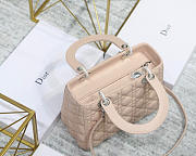 Dior Lady Light Pink Handbag With Silver Hardware 24CM - 3