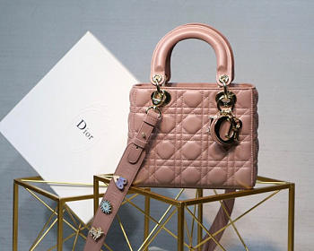 Dior Lady Lambskin Pink Handbag 20CM