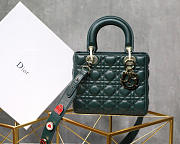 Dior Lady Lambskin Dark Green Handbag 20CM - 1