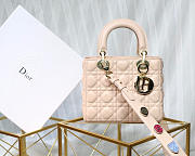 Dior Lady Lambskin Light Pink Handbag 20CM - 1