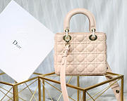 Dior Lady Lambskin Light Pink Handbag 20CM - 5