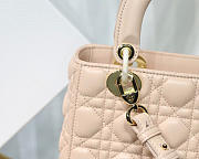 Dior Lady Lambskin Light Pink Handbag 20CM - 3