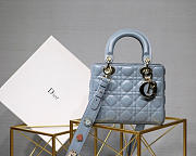 Dior Lady Lambskin Light Blue Handbag 20CM  - 1