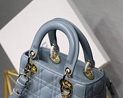 Dior Lady Lambskin Light Blue Handbag 20CM  - 6