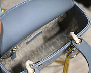 Dior Lady Lambskin Light Blue Handbag 20CM  - 3
