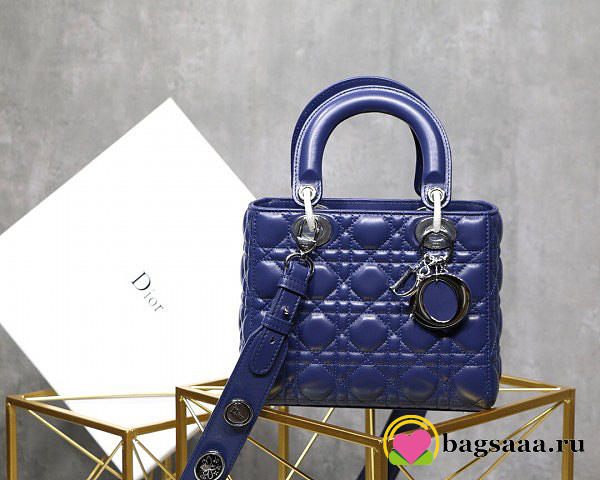Dior Lady Lambskin Blue Handbag 20CM - 1