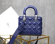 Dior Lady Lambskin Blue Handbag 20CM - 3