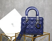 Dior Lady Lambskin Blue Handbag 20CM - 4