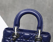 Dior Lady Lambskin Blue Handbag 20CM - 5