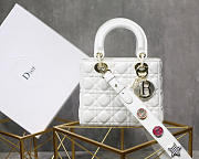 Dior Lady Lambskin White Handbag with Gold Hardware 20CM - 5