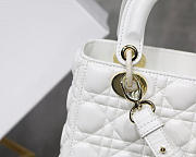 Dior Lady Lambskin White Handbag with Gold Hardware 20CM - 4