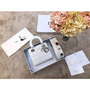 Dior Lady Lambskin White Handbag with Silver Hardware 20CM - 5