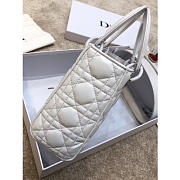 Dior Lady Lambskin White Handbag with Silver Hardware 20CM - 3