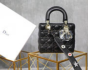 Dior Lady Lambskin Black Handbag with Gold Hardware 20CM - 1