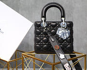 Dior Lady Lambskin Black Handbag with Silver Hardware 20CM - 1