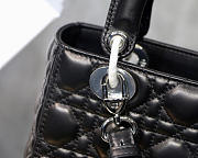 Dior Lady Lambskin Black Handbag with Silver Hardware 20CM - 2