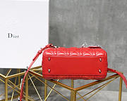 Dior Lady Lambskin Red Handbag with Silver Hardware 20CM - 4