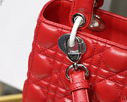 Dior Lady Lambskin Red Handbag with Silver Hardware 20CM - 2