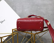 Dior Lady Lambskin Wine Red Handbag with Gold Hardware 20CM - 6