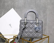 Dior Lady Lambskin Gray Handbag with Silver Hardware 20CM  - 1