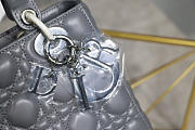 Dior Lady Lambskin Gray Handbag with Silver Hardware 20CM  - 6