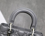 Dior Lady Lambskin Gray Handbag with Silver Hardware 20CM  - 4
