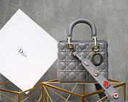 Dior Lady Lambskin Gray Handbag with Gold Hardware 20CM - 1