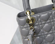 Dior Lady Lambskin Gray Handbag with Gold Hardware 20CM - 4