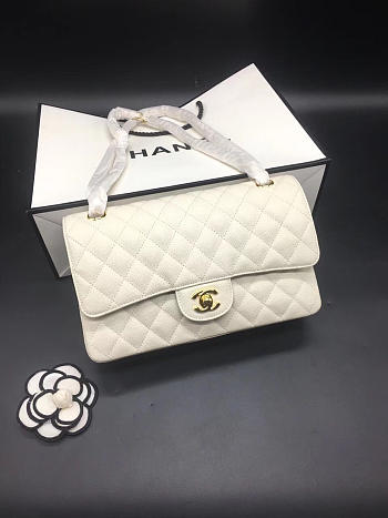 Chanel Flap Bag Caviar in White 25cm with Gold Hardware