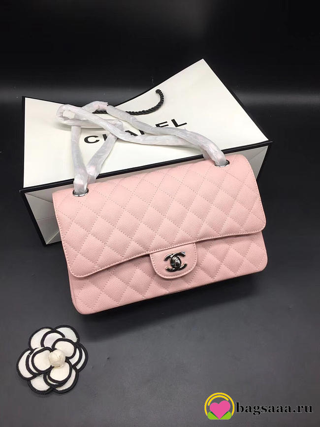 Chanel Flap Bag Caviar in Pink 25cm with Silver Hardware - 1