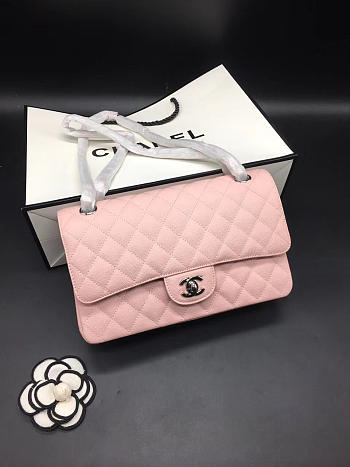 Chanel Flap Bag Caviar in Pink 25cm with Silver Hardware