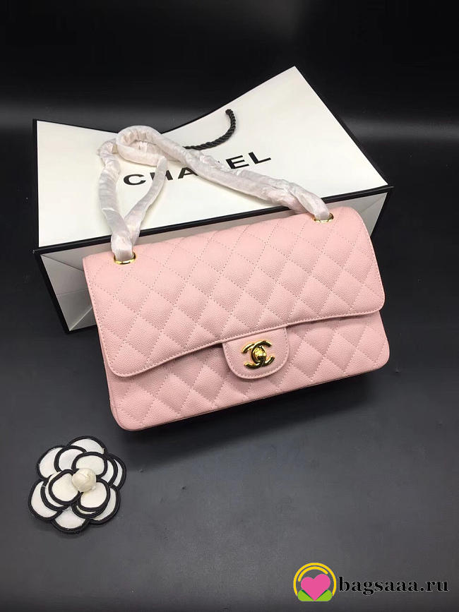 Chanel Flap Bag Caviar in Pink 25cm with Gold Hardware - 1