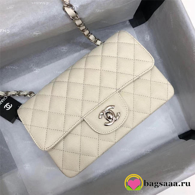 Chanel Flap Bag Caviar in White 20cm with Silver Hardware - 1