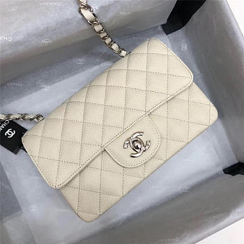 Chanel Flap Bag Caviar in White 20cm with Silver Hardware