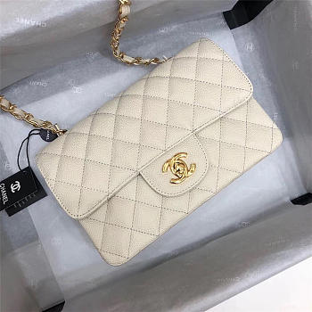 Chanel Flap Bag Caviar in White 20cm with Gold Hardware