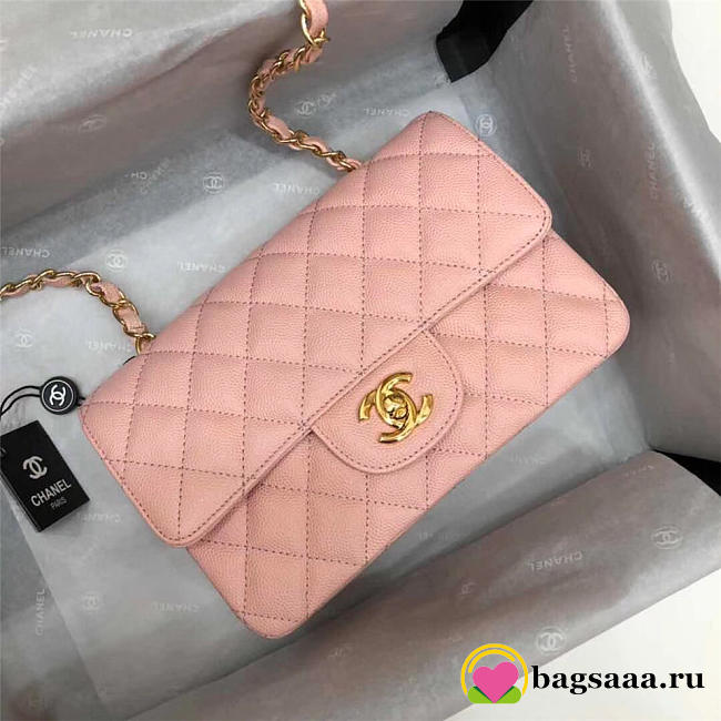 Chanel Flap Bag Caviar in Pink 20cm with Gold Hardware - 1